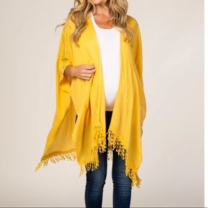 Yellow Crochet Tassel Detail Maternity Cover Up